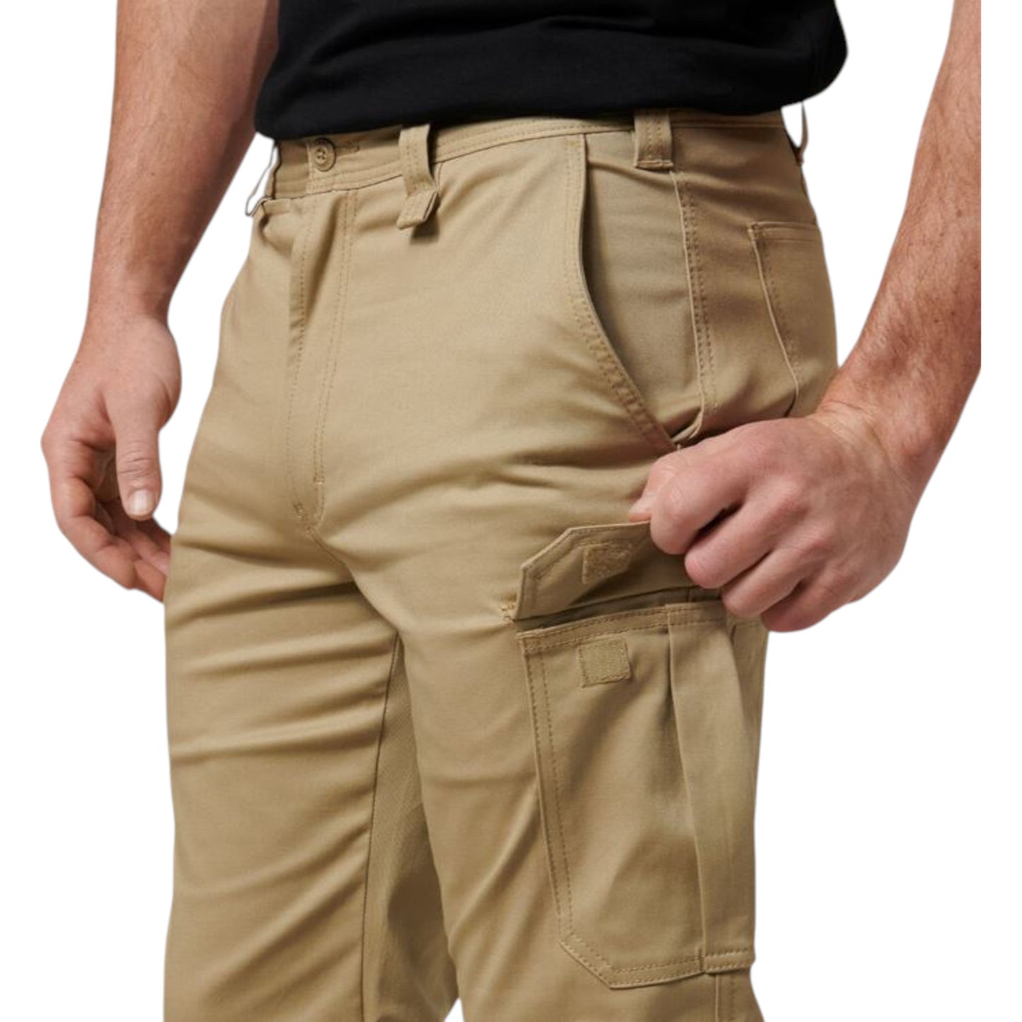 Mens Hard Yakka Core Basic Stretch Cargo Workwear Pants Khaki
