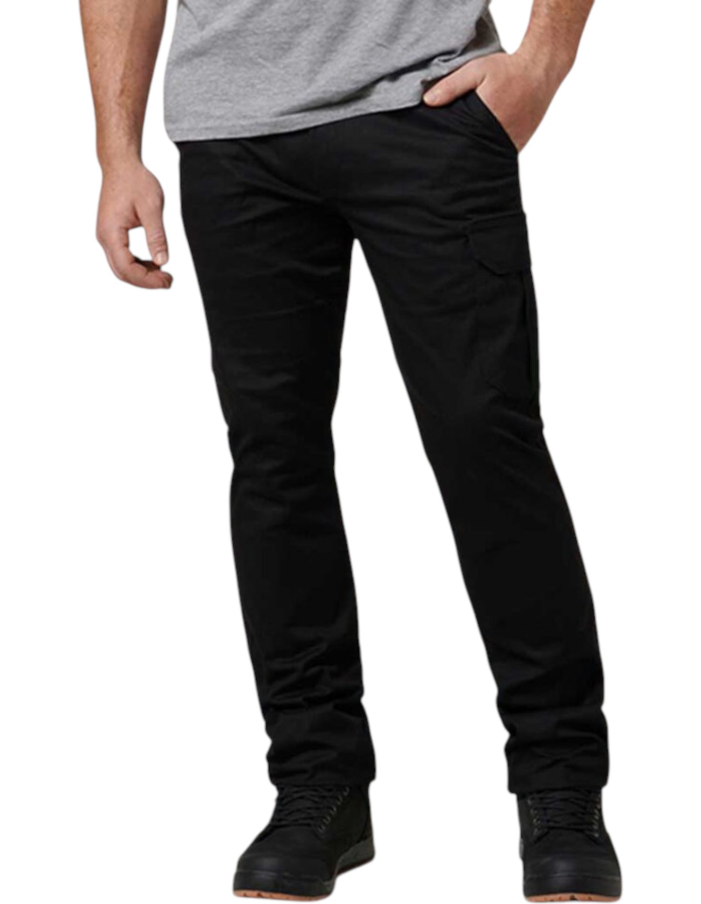 Mens Hard Yakka Core Basic Stretch Cargo Workwear Pants Black