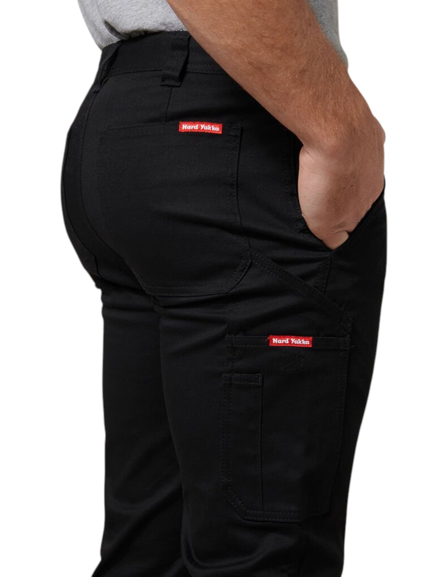 Mens Hard Yakka Core Basic Stretch Cargo Workwear Pants Black