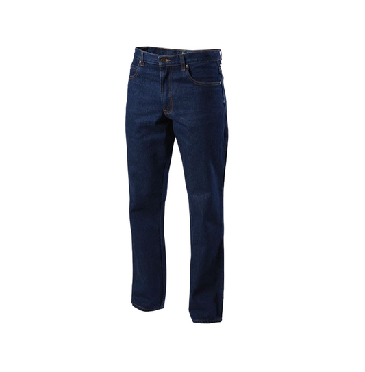 Mens Hard Yakka Heavy Duty Washed Denim Jeans Navy