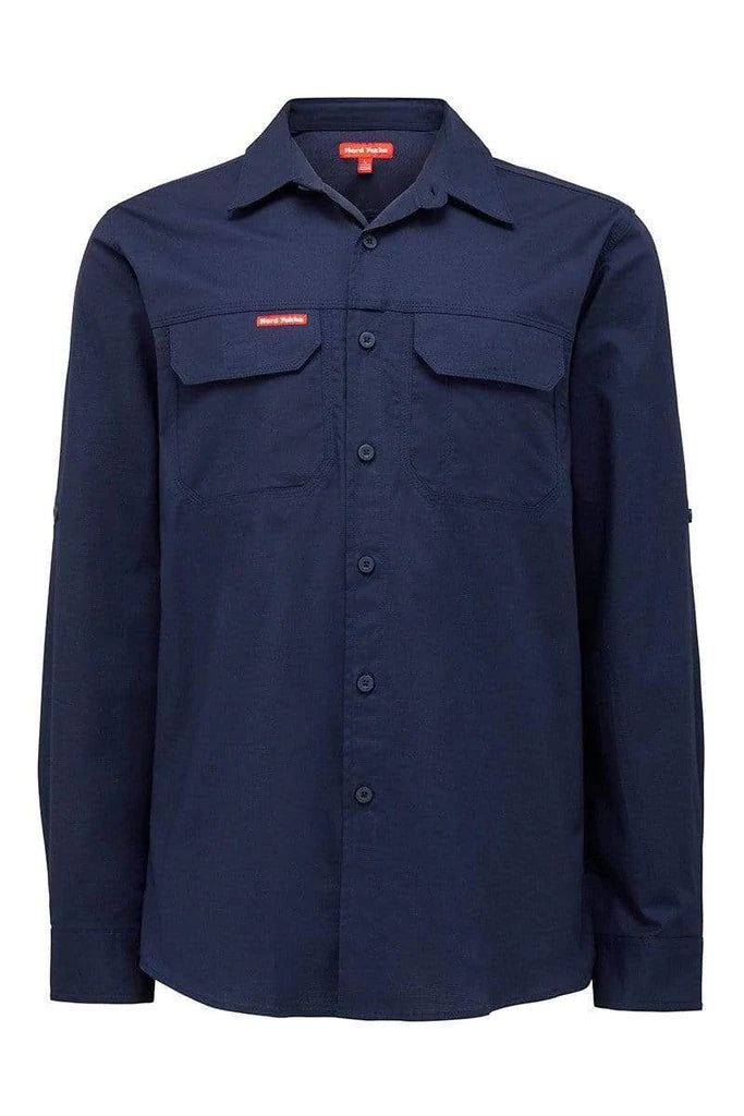 Mens Hard Yakka Flex Ripstop Long Sleeve Shirt Navy