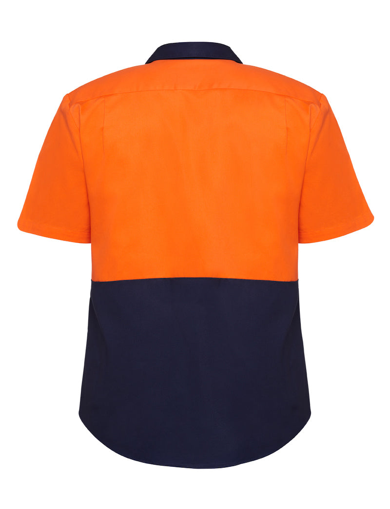 Mens Hard Yakka Core Hi Vis 2 Tone Shirt Orange / Navy