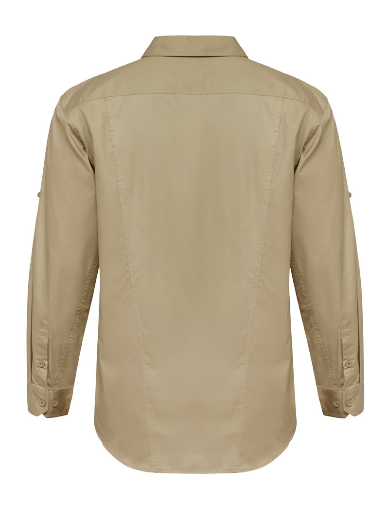 Mens Hard Yakka Lightweight Drill Ventilated Long Sleeve Shirt Khaki