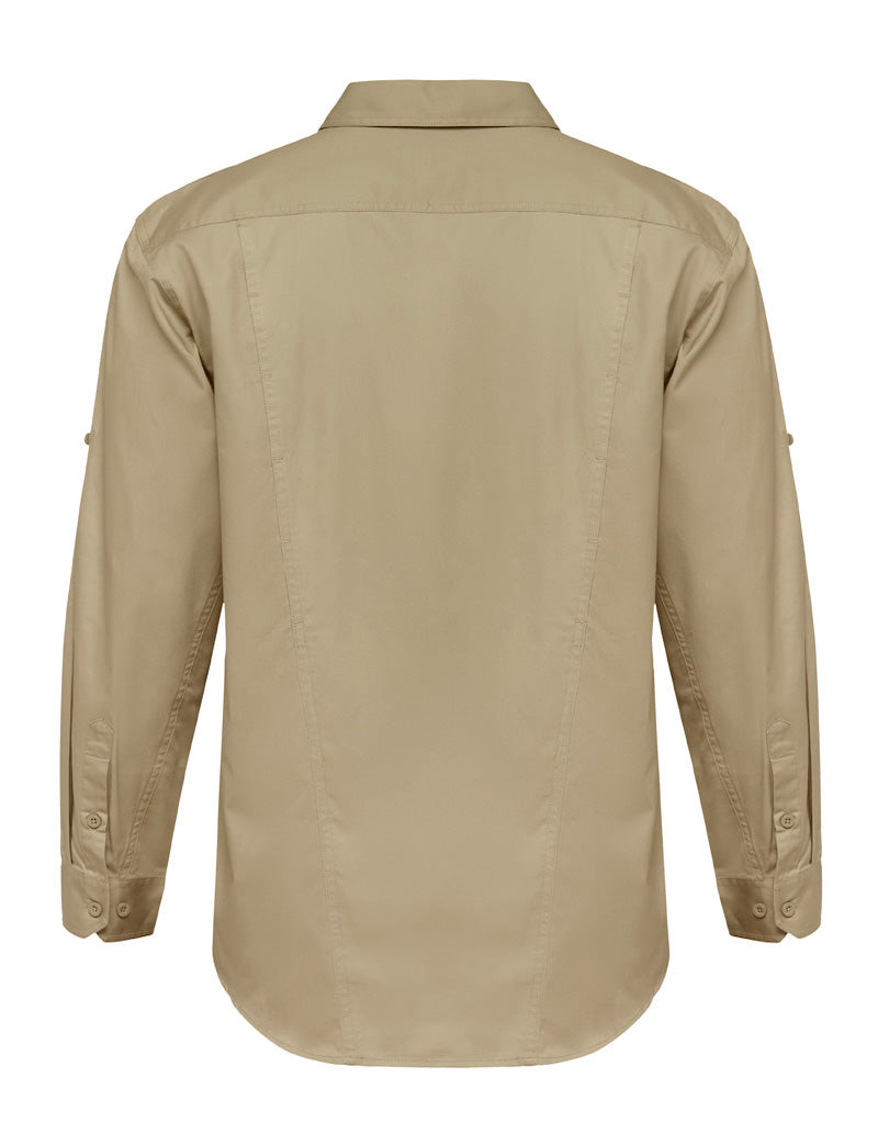 3 x Mens Hard Yakka Long Sleeve Lightweight Drill Ventilated Shirt Khaki