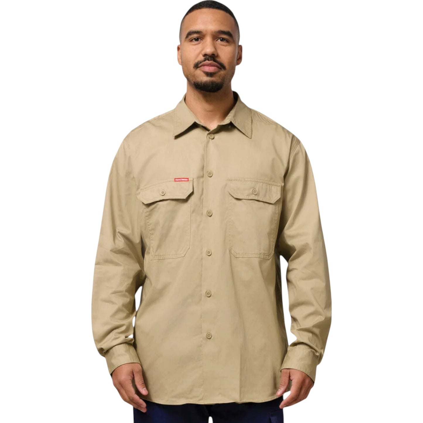 Mens Hard Yakka Lightweight Drill Ventilated Long Sleeve Shirt Khaki