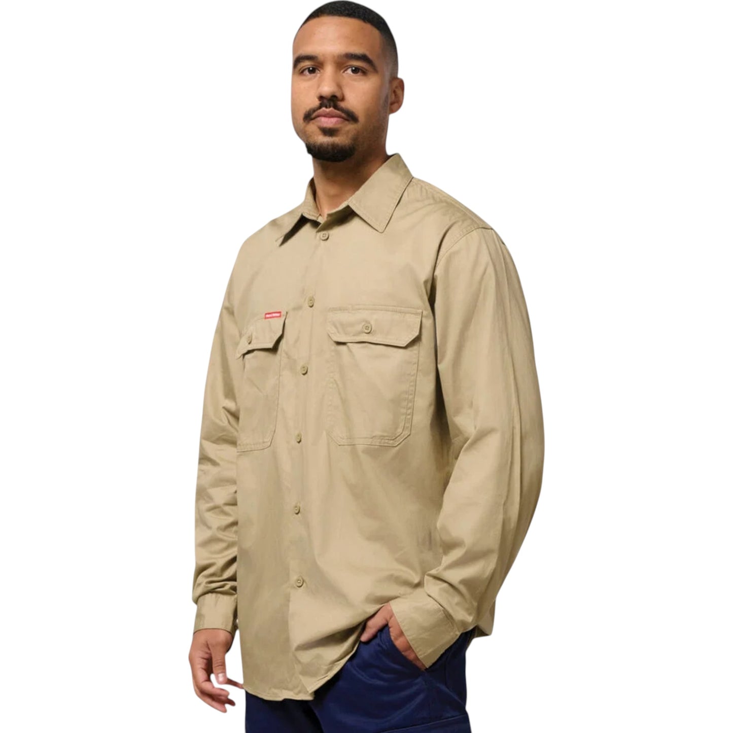 Mens Hard Yakka Lightweight Drill Ventilated Long Sleeve Shirt Khaki