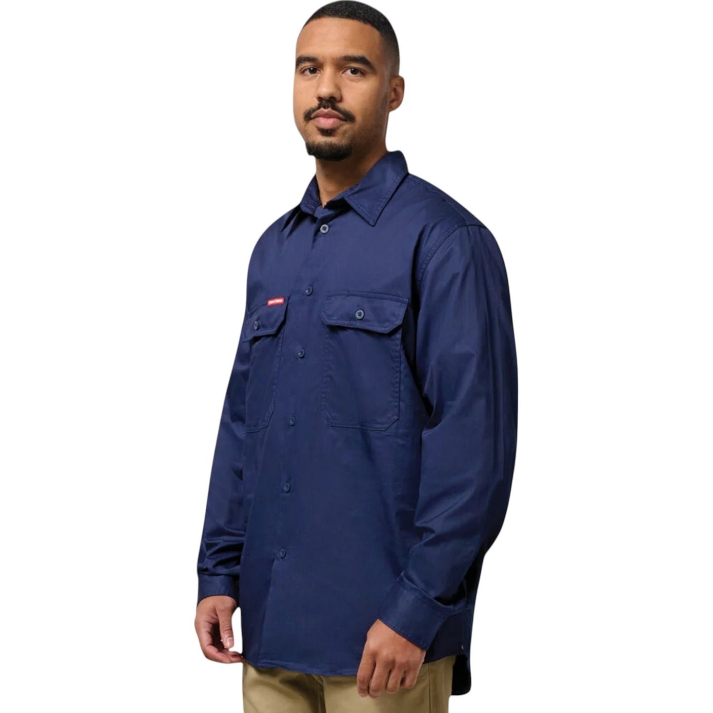 Mens Hard Yakka Lightweight Drill Ventilated Long Sleeve Shirt Navy