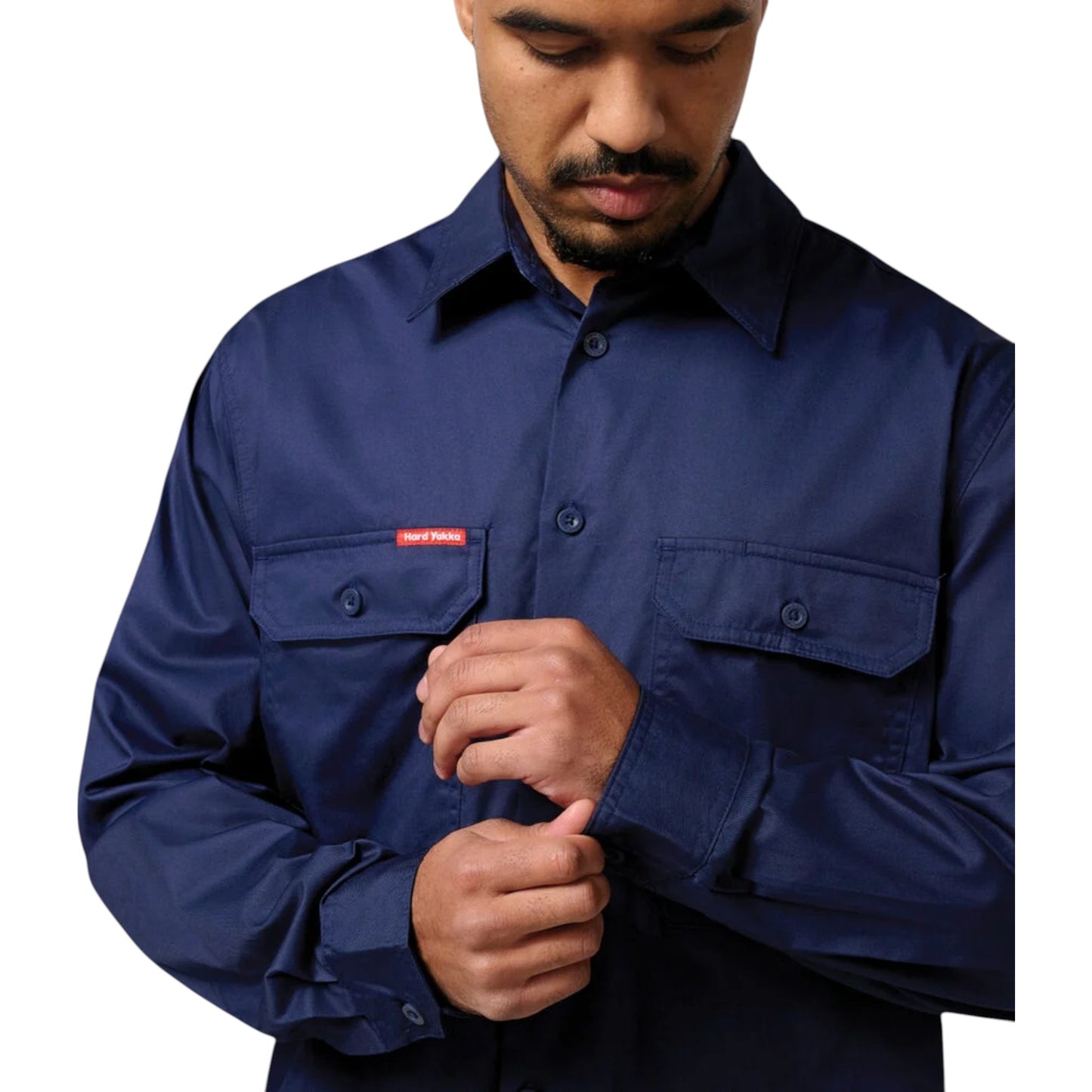 Mens Hard Yakka Lightweight Drill Ventilated Long Sleeve Shirt Navy