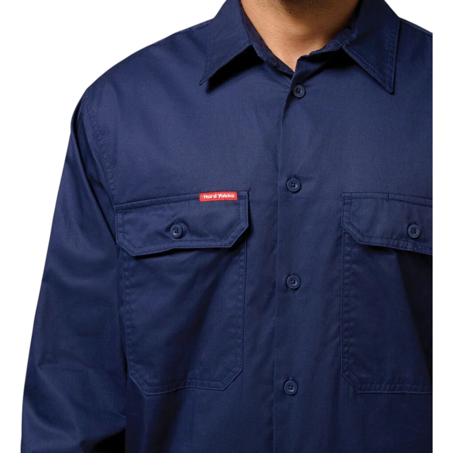 Mens Hard Yakka Lightweight Drill Ventilated Long Sleeve Shirt Navy