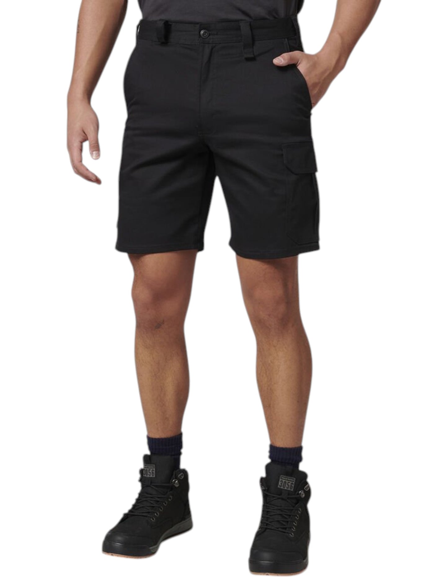 Mens Hard Yakka Core Basic Stretch Drill Cargo Shorts Black