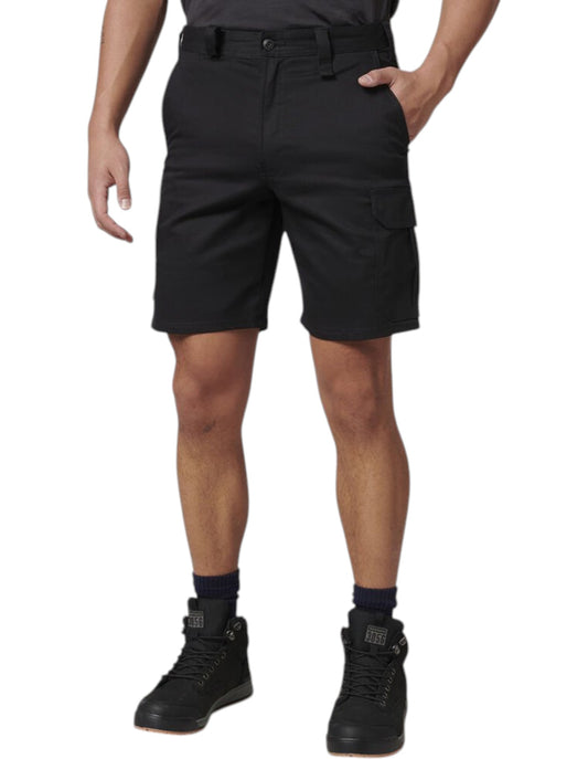 Mens Hard Yakka Core Basic Stretch Drill Cargo Shorts Black