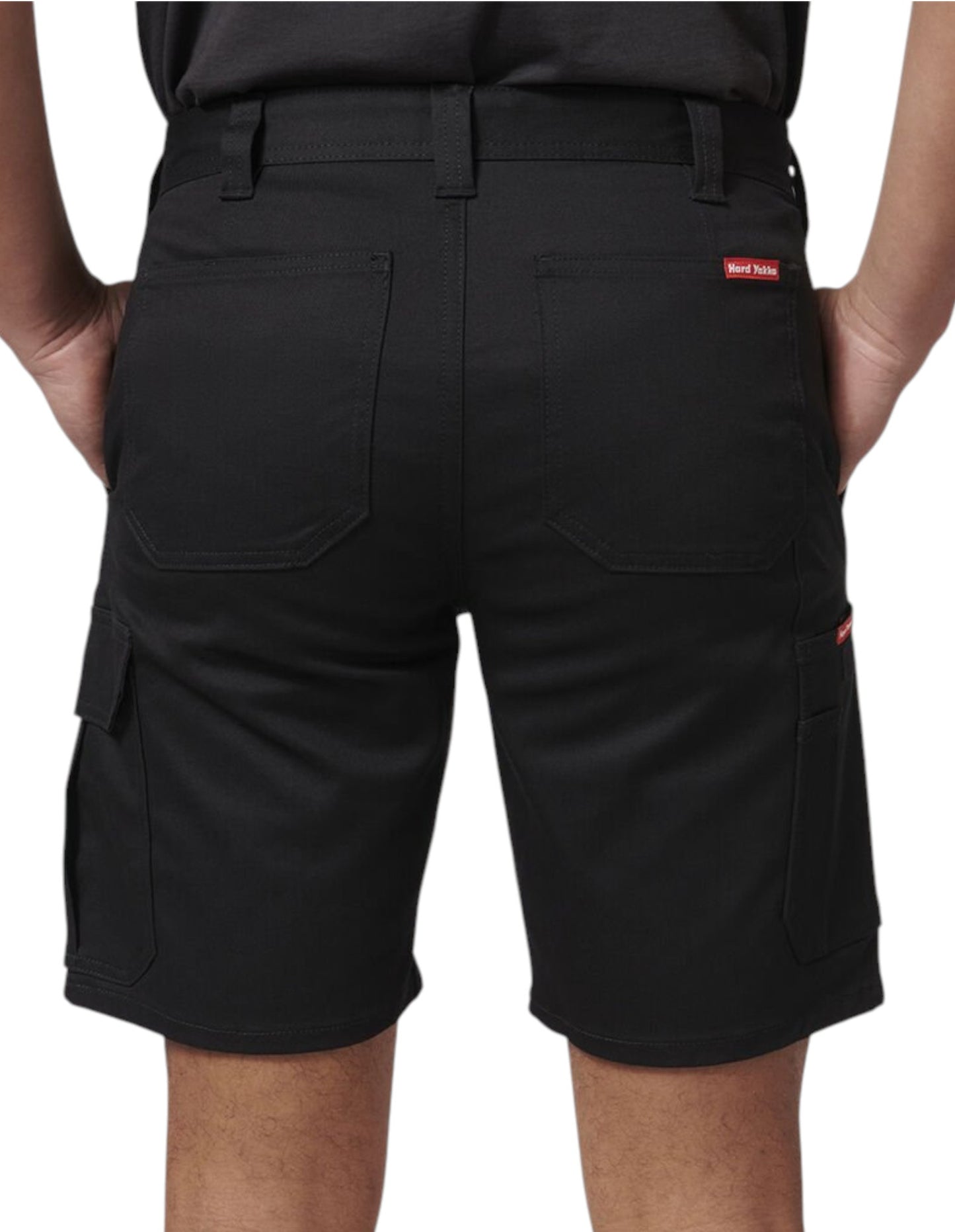 Mens Hard Yakka Core Basic Stretch Drill Cargo Shorts Black