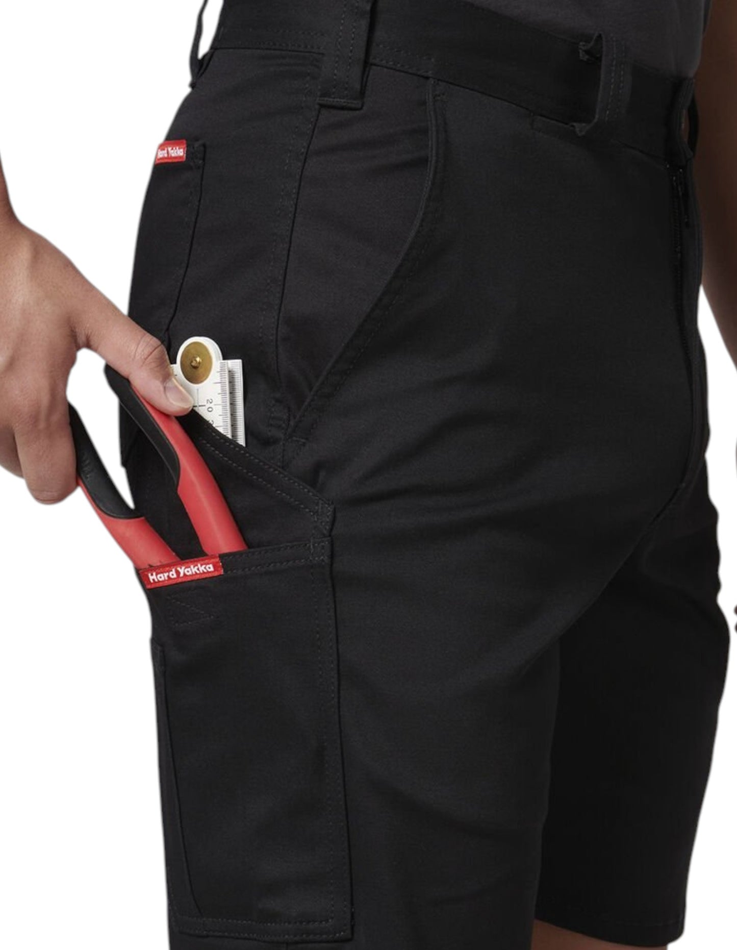 Mens Hard Yakka Core Basic Stretch Drill Cargo Shorts Black