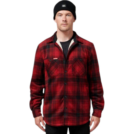 Mens Hard Yakka Legends Sherpa Fleece Long Sleeve Shirt Camper Red