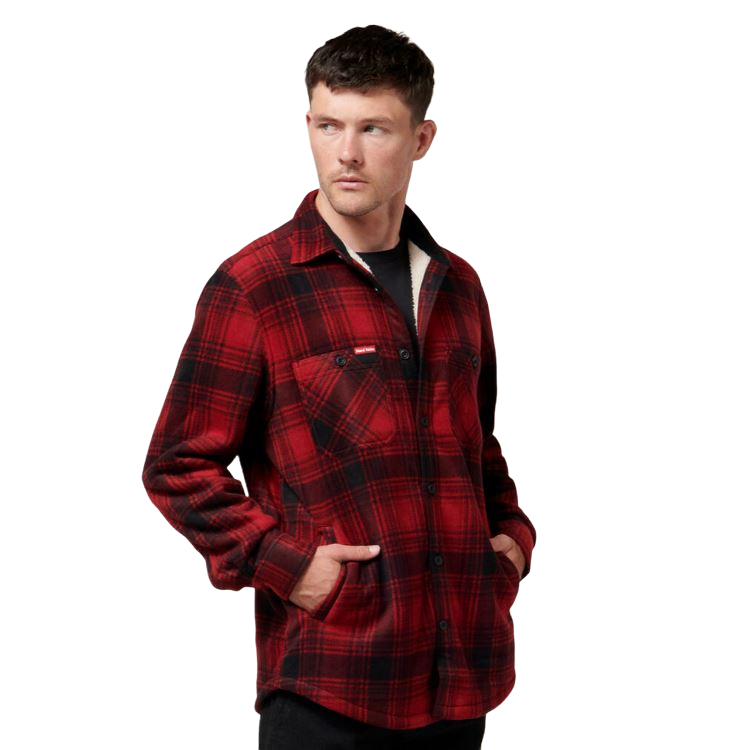 3 x Mens Hard Yakka Legends Sherpa Fleece Jacket Shirt Camper Red + Free Beanie