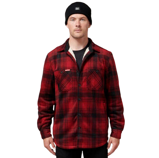 Mens Hard Yakka Legends Sherpa Fleece Long Sleeve Shirt Camper Red