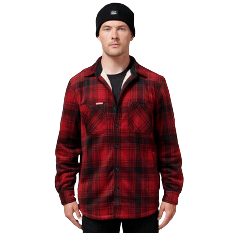 3 x Mens Hard Yakka Legends Sherpa Fleece Jacket Shirt Camper Red + Free Beanie
