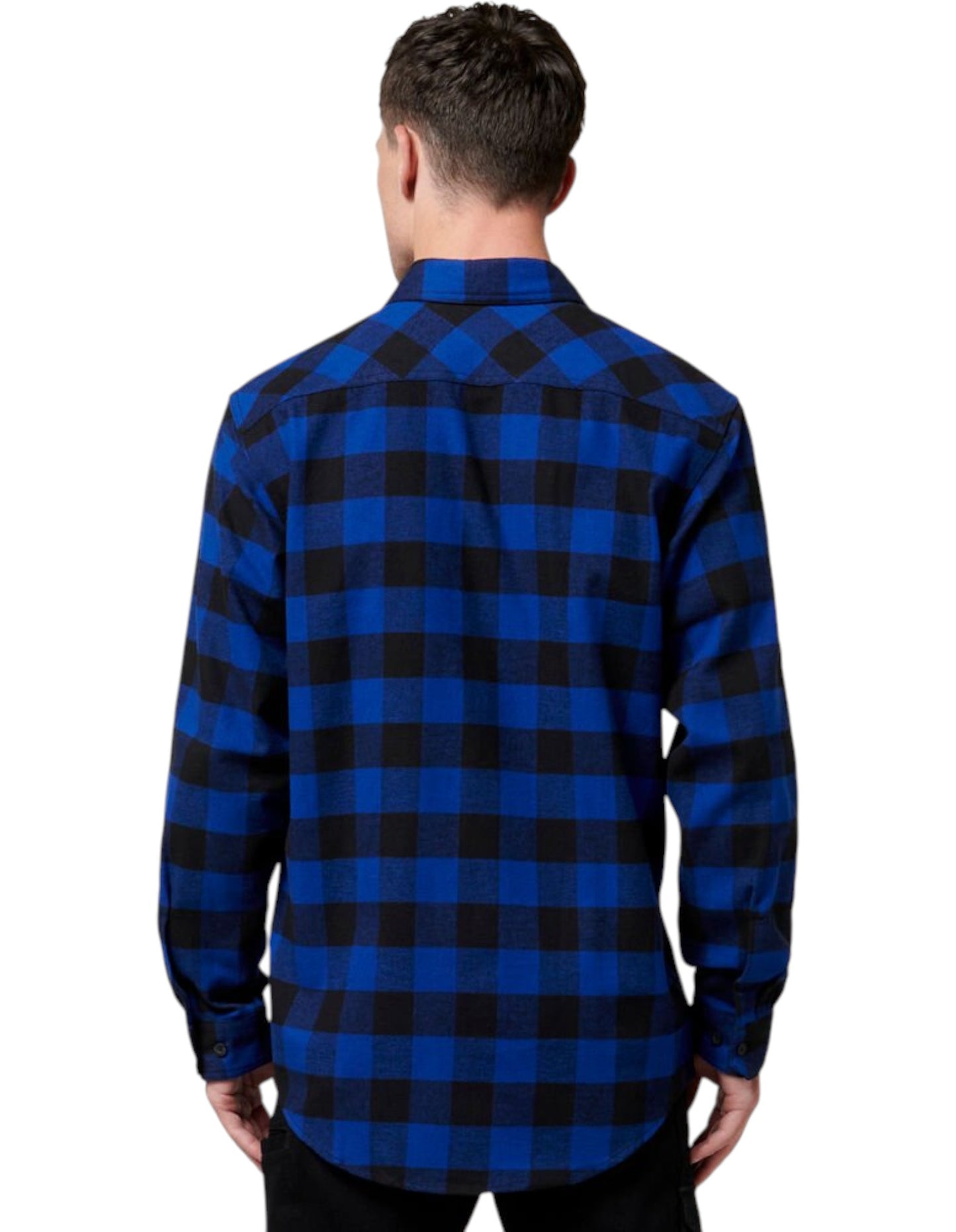 Mens Hard Yakka Foundation New Check Flannel Long Sleeve Shirt Blue Check