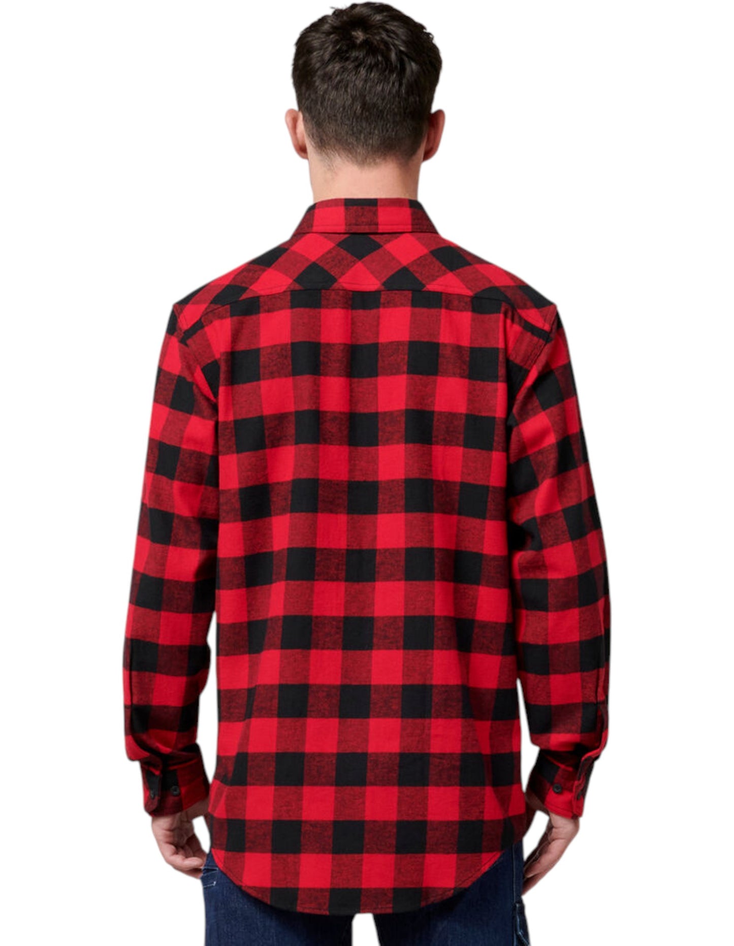 Mens Hard Yakka Foundation New Check Flannel Long Sleeve Shirt Red Check