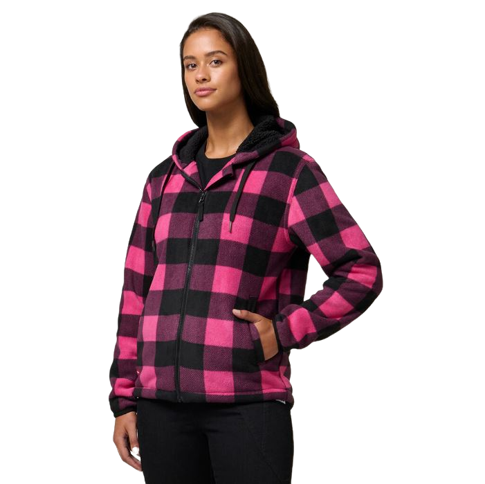 Womens Hard Yakka Check Zoodie Fleece Zip Up Hoodie Fuchsia