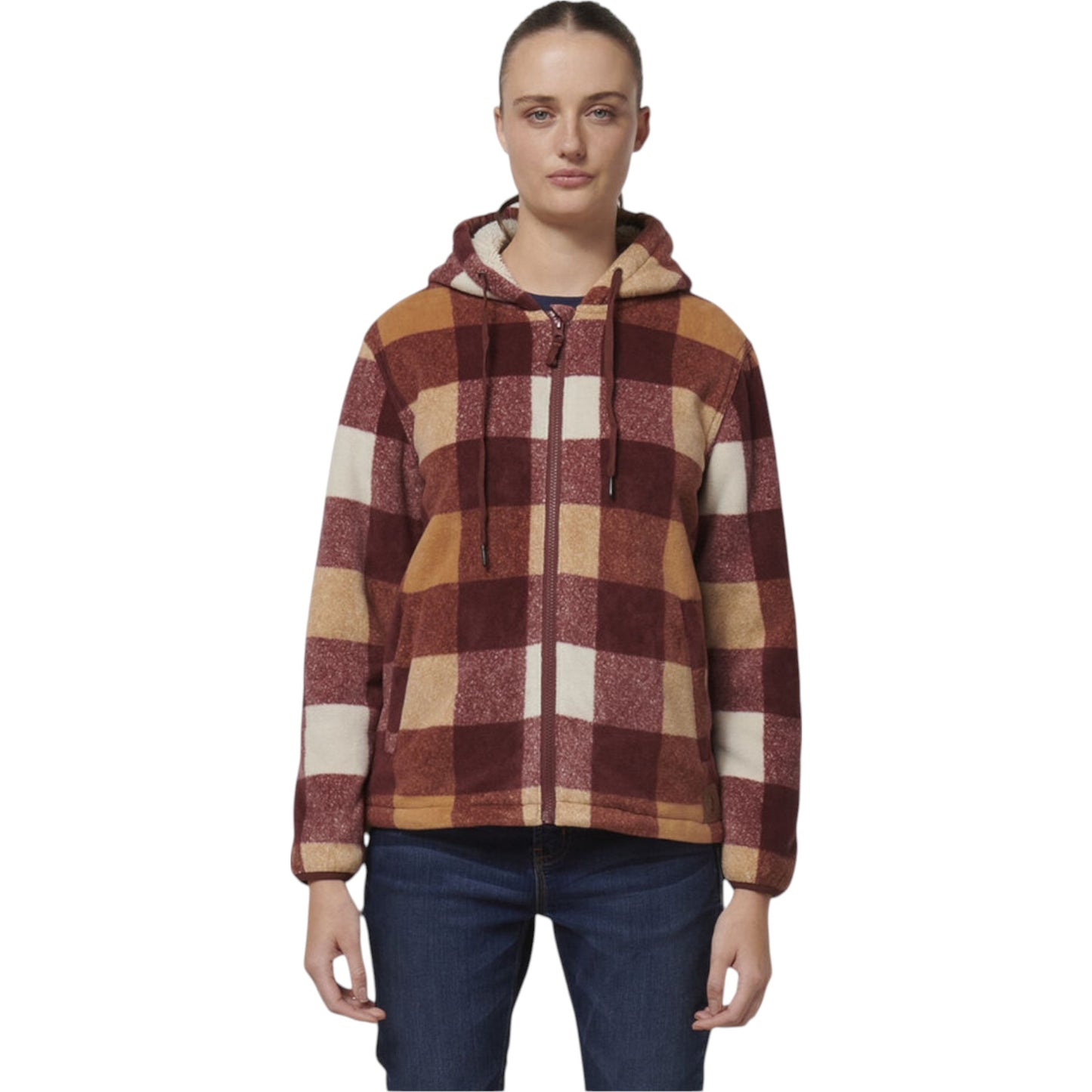 Womens Hard Yakka Check Zoodie Fleece Hooded Hoodie Autumn