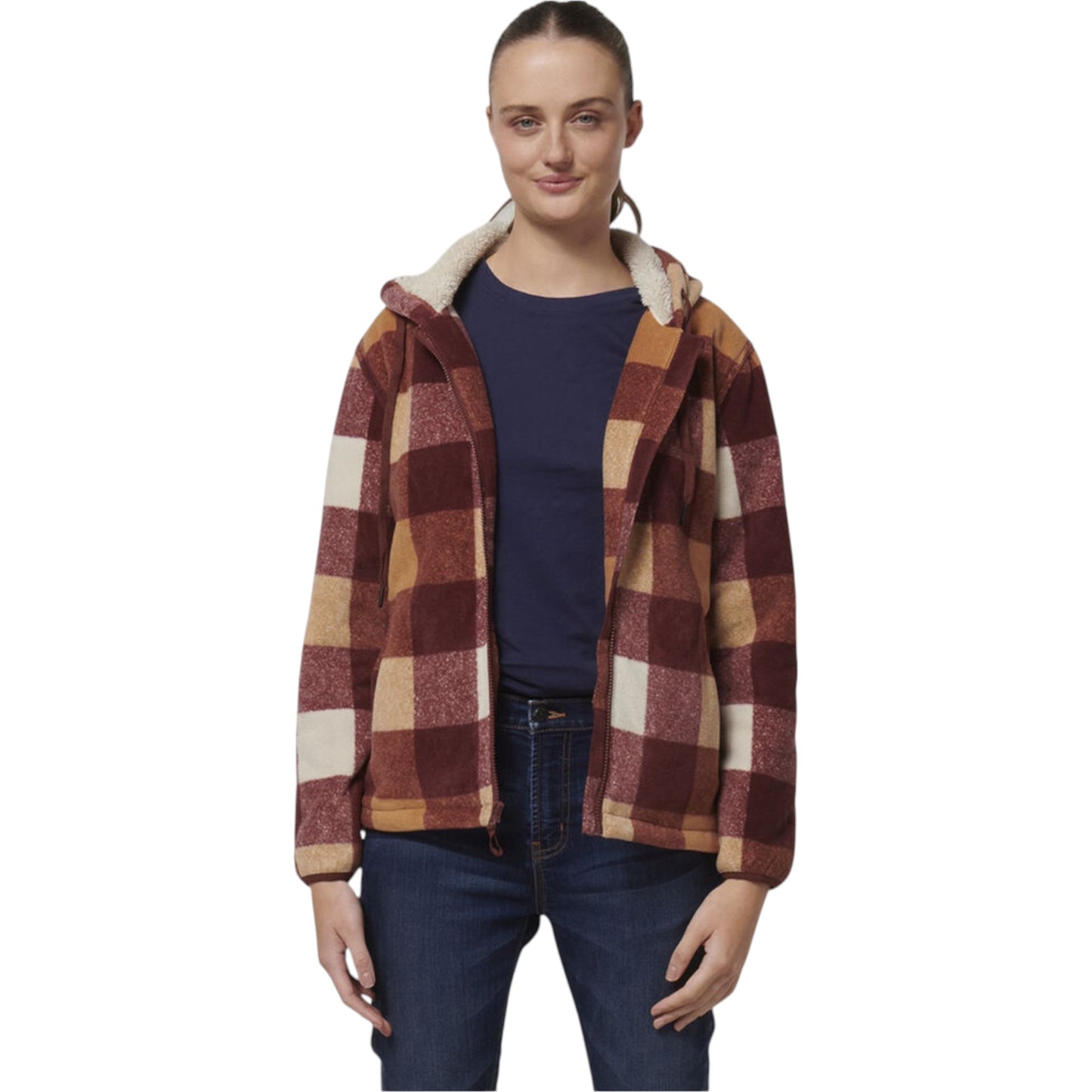 Womens Hard Yakka Check Zoodie Fleece Hooded Hoodie Autumn