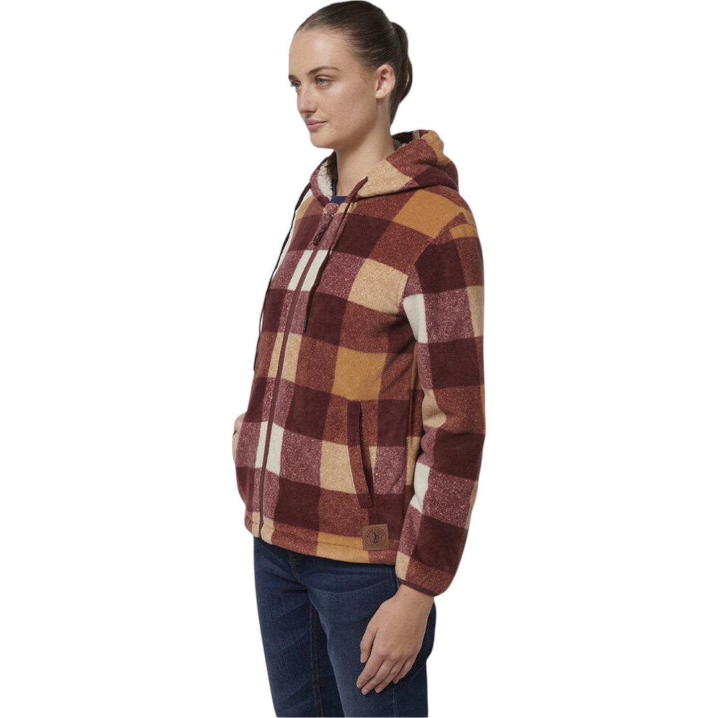 Womens Hard Yakka Check Zoodie Fleece Hooded Hoodie Autumn