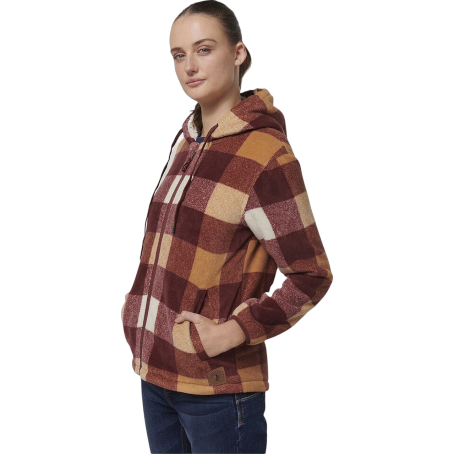 Womens Hard Yakka Check Zoodie Fleece Hooded Hoodie Autumn