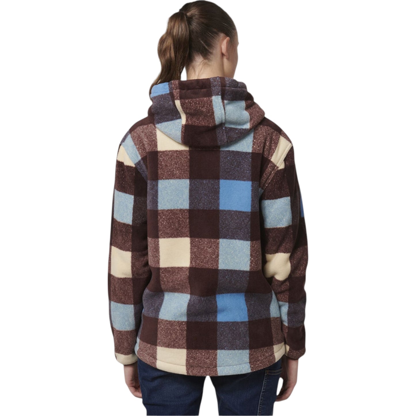 Womens Hard Yakka Check Zoodie Fleece Hooded Hoodie Mocha