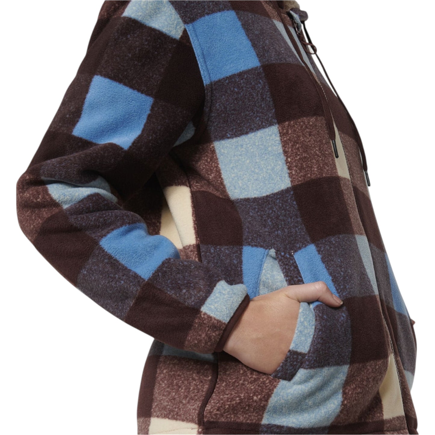 Womens Hard Yakka Check Zoodie Fleece Hooded Hoodie Mocha