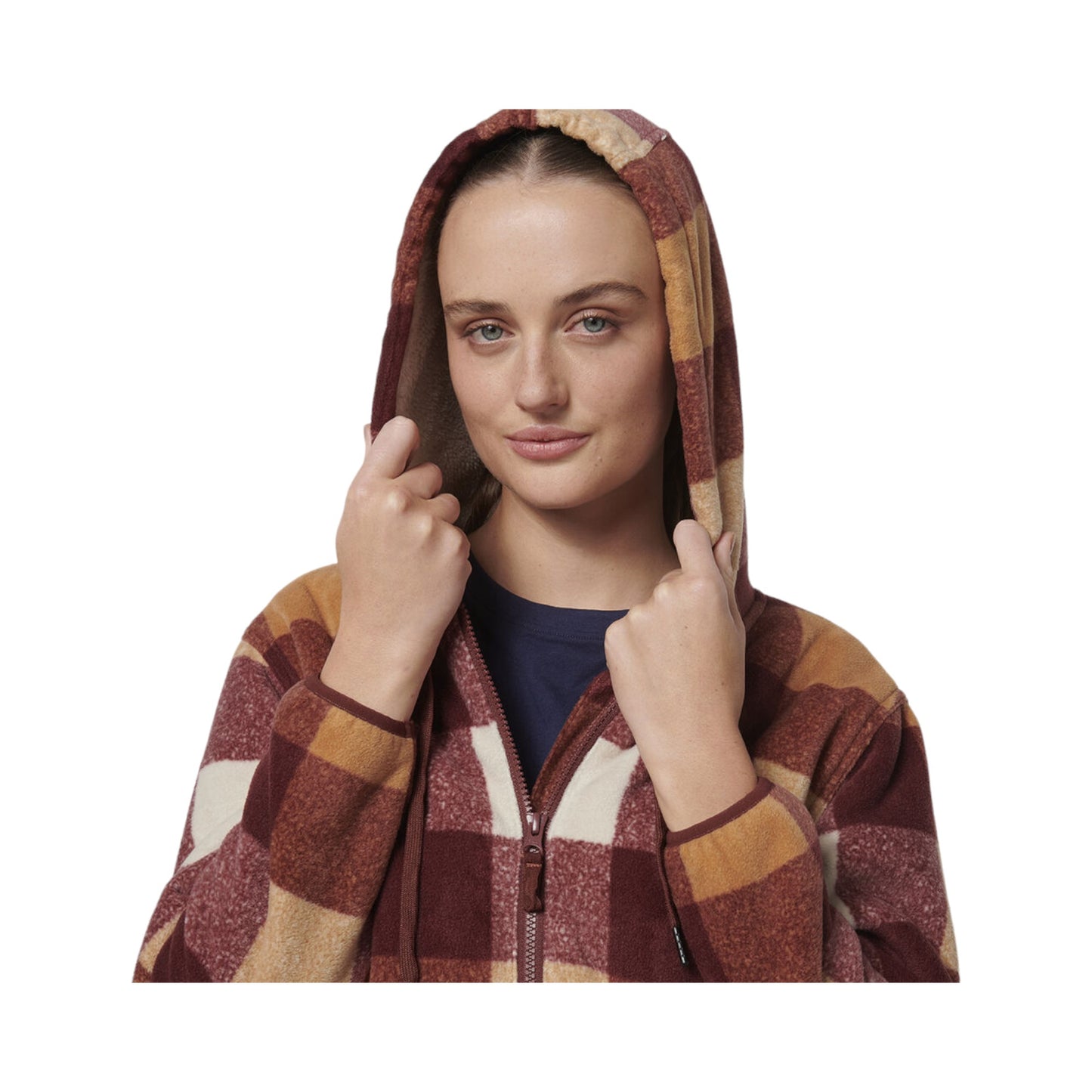 Womens Hard Yakka Check Zoodie Fleece Hoodie Autumn