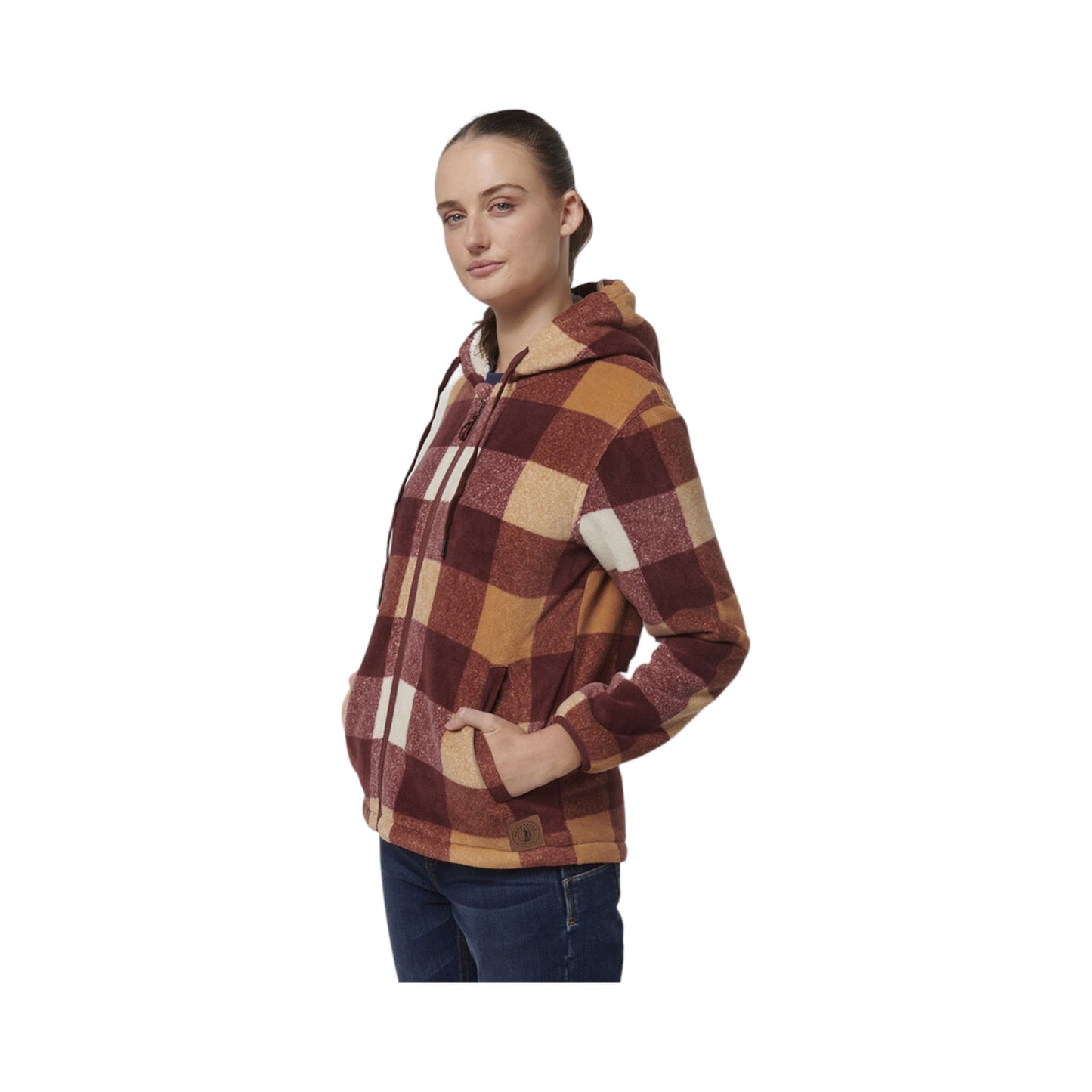 Womens Hard Yakka Check Zoodie Fleece Hoodie Autumn