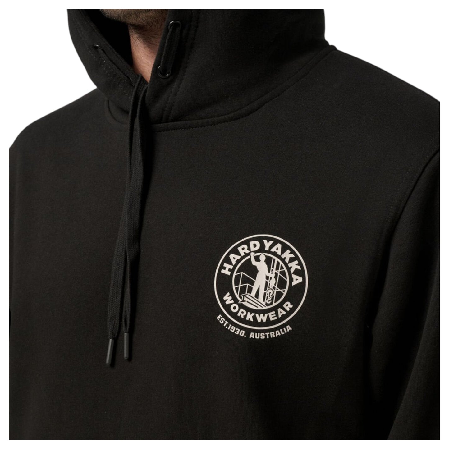 Mens Hard Yakka Heritage Hoodie Hooded Hoodie Black