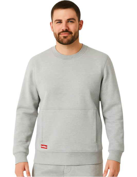 Mens Hard Yakka Crew Neck Fleece Jumper Grey Marle
