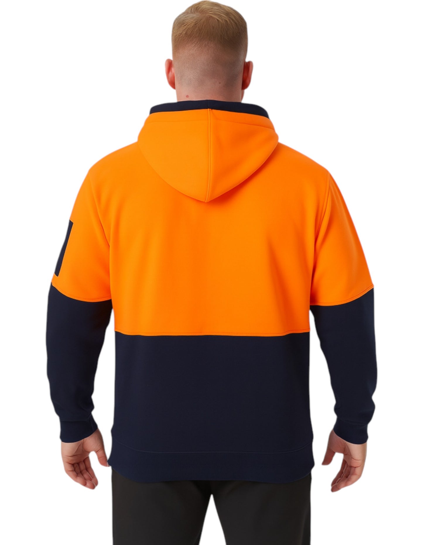 Mens Hard Yakka Hi Vis 2 Tone Fleece Hoodie Orange/Navy