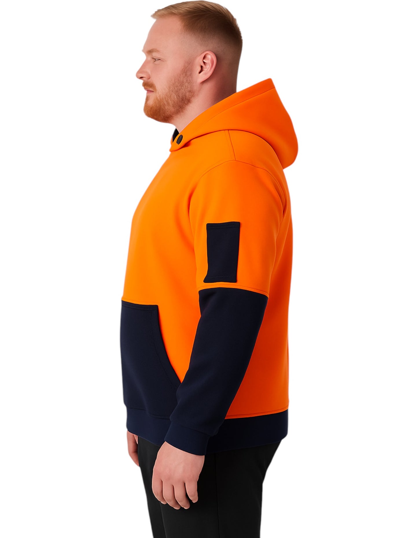 Mens Hard Yakka Hi Vis 2 Tone Fleece Hoodie Orange/Navy