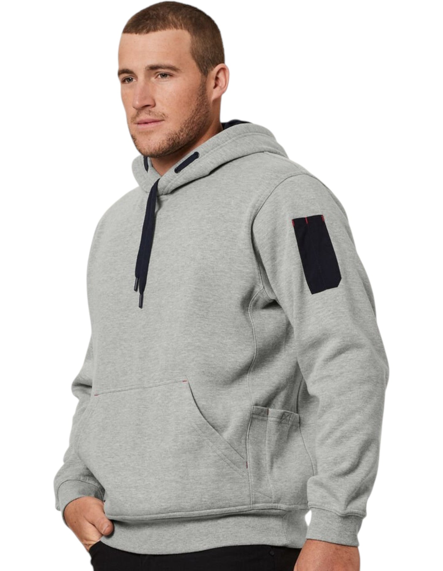 Mens Hard Yakka Workwear Fleece Hoodie Grey Marle