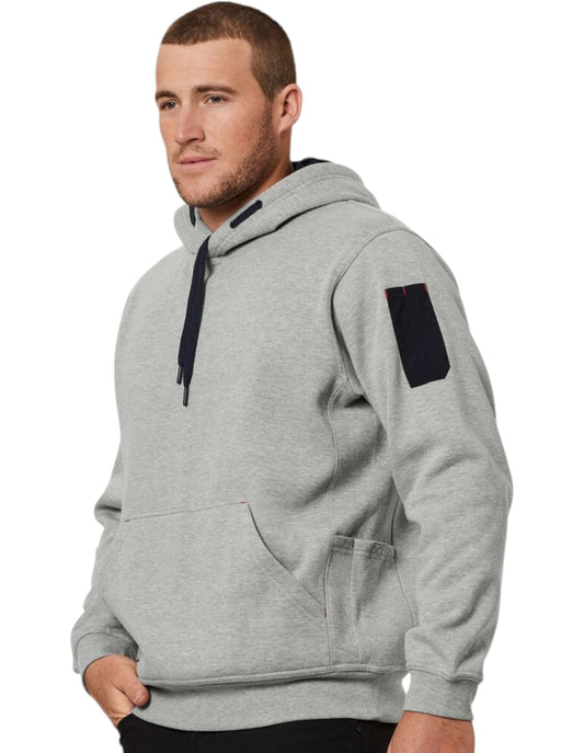 Mens Hard Yakka Workwear Fleece Hoodie Grey Marle