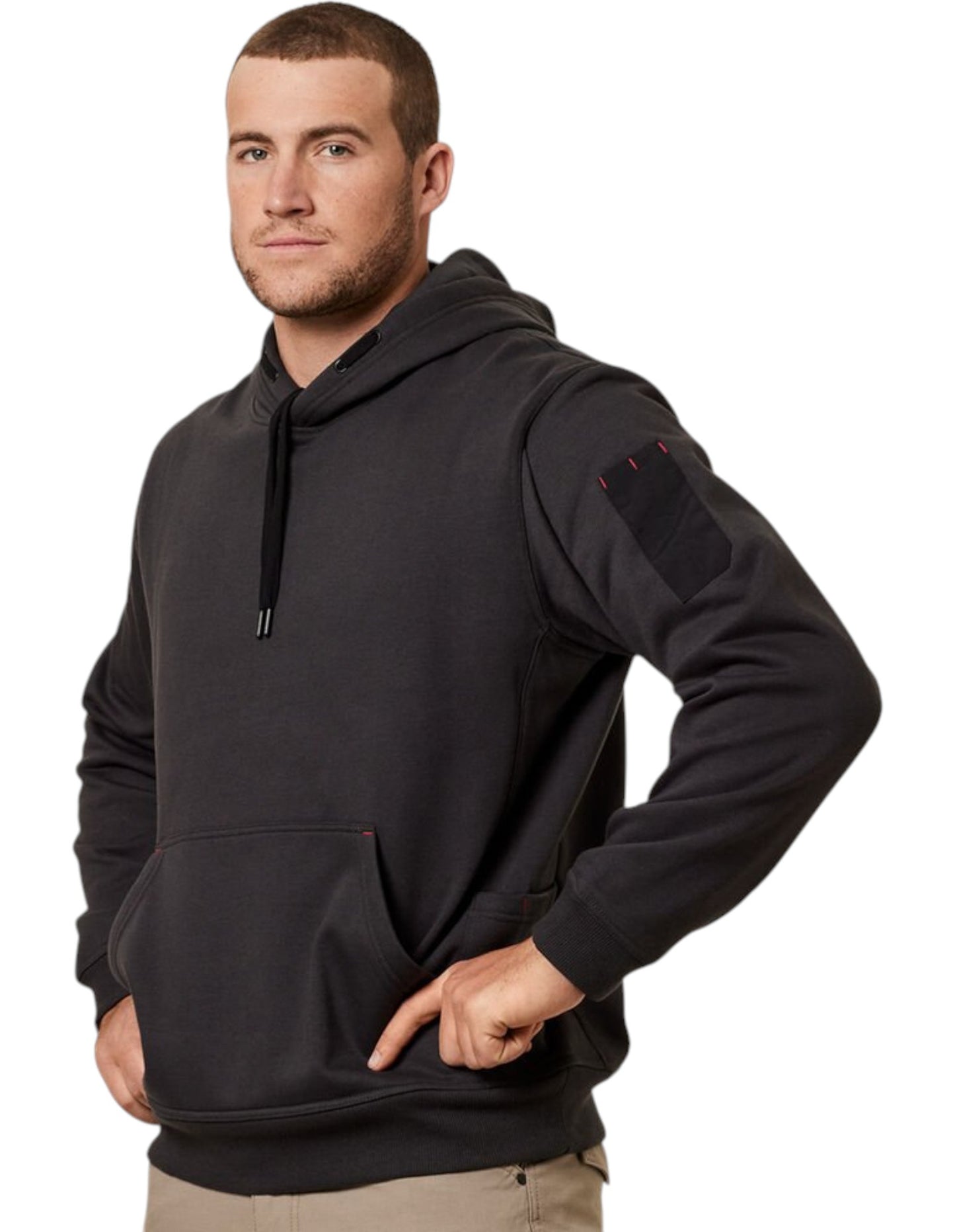 Mens Hard Yakka Workwear Fleece Hoodie Charcoal