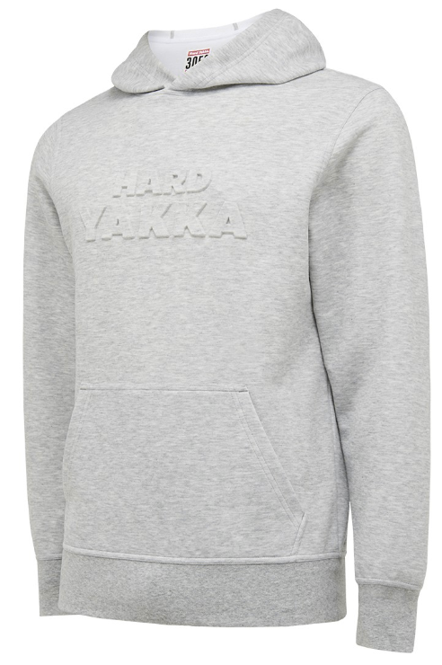 Mens Hard Yakka Hoodie With Embossed Crew Neck Print Light Grey Y19530