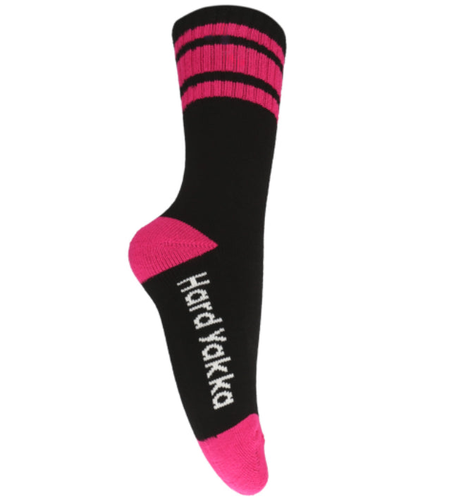 3 Pack Womens Hard Yakka Bamboo Work Crew Socks Black/Pink