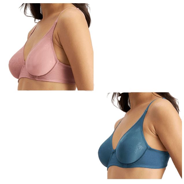 2 Pack X Berlei Sweatergirl Non-Contour Underwire Bra Teal & Rose