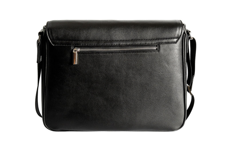 Unisex Vky Konstantine Large Leather Messenger Shoulder Bag Handbag - Black