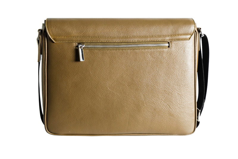 Unisex Vky Konstantine Large Leather Messenger Shoulder Bag Handbag - Taupe