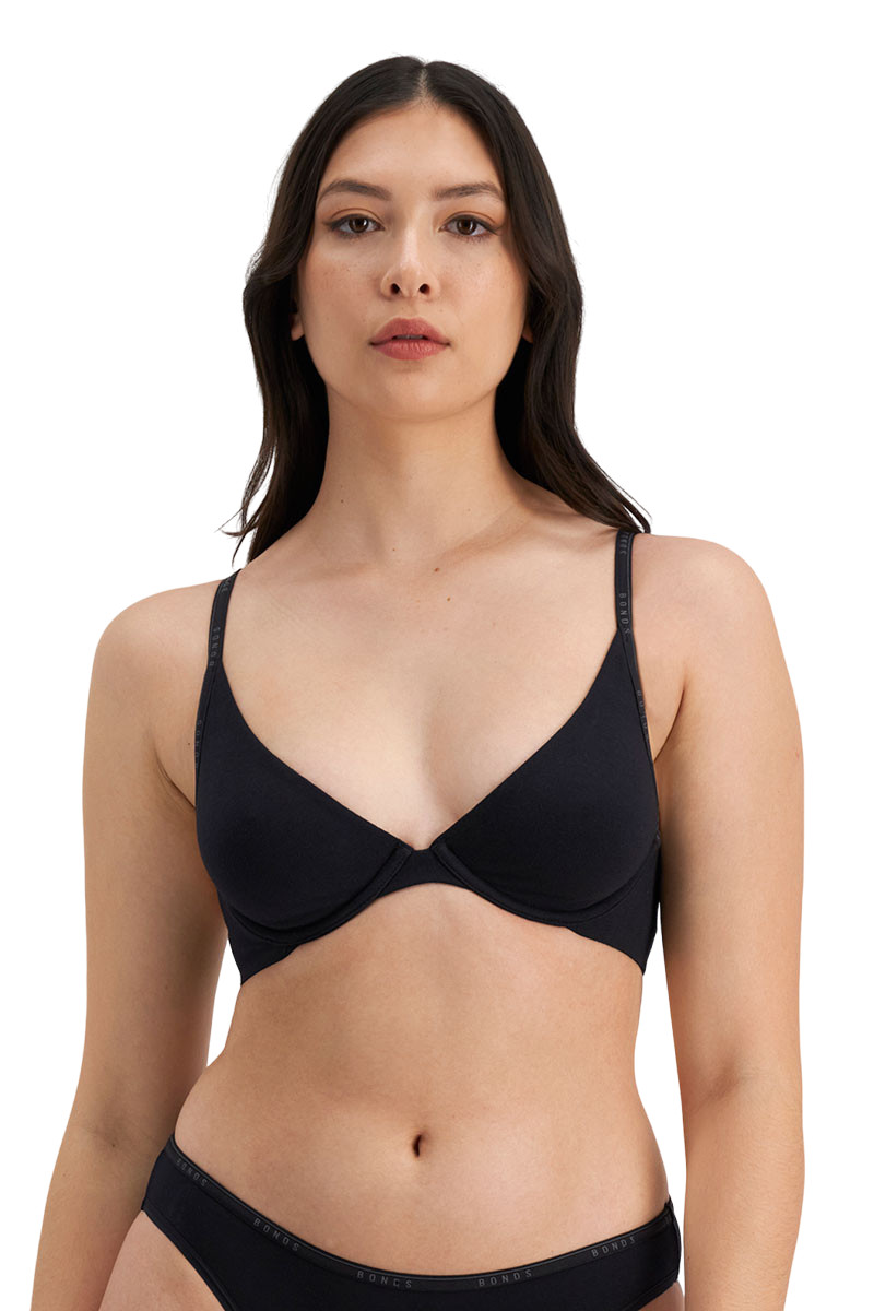 3 x Bonds Womens Everyday Organics Underwire Bra Black