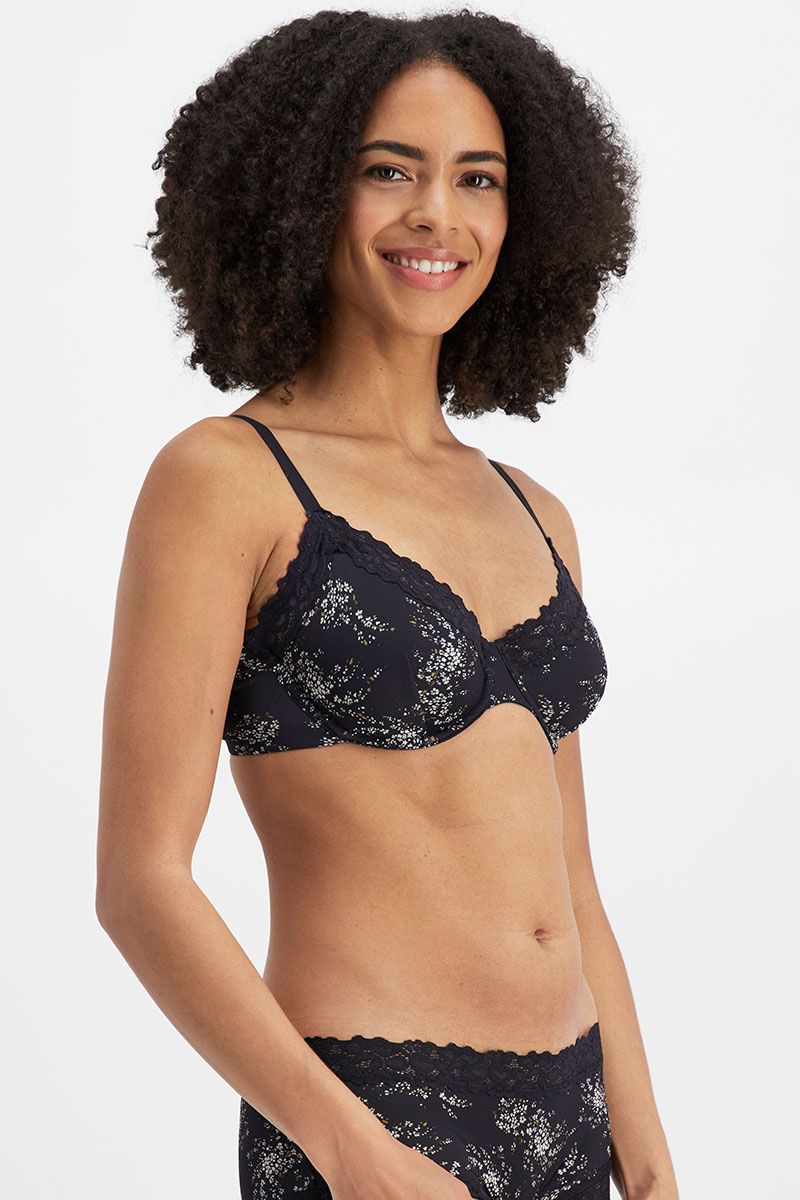 Jockey Womens Parisienne Classic Underwire Bra Black Dancing Daisy