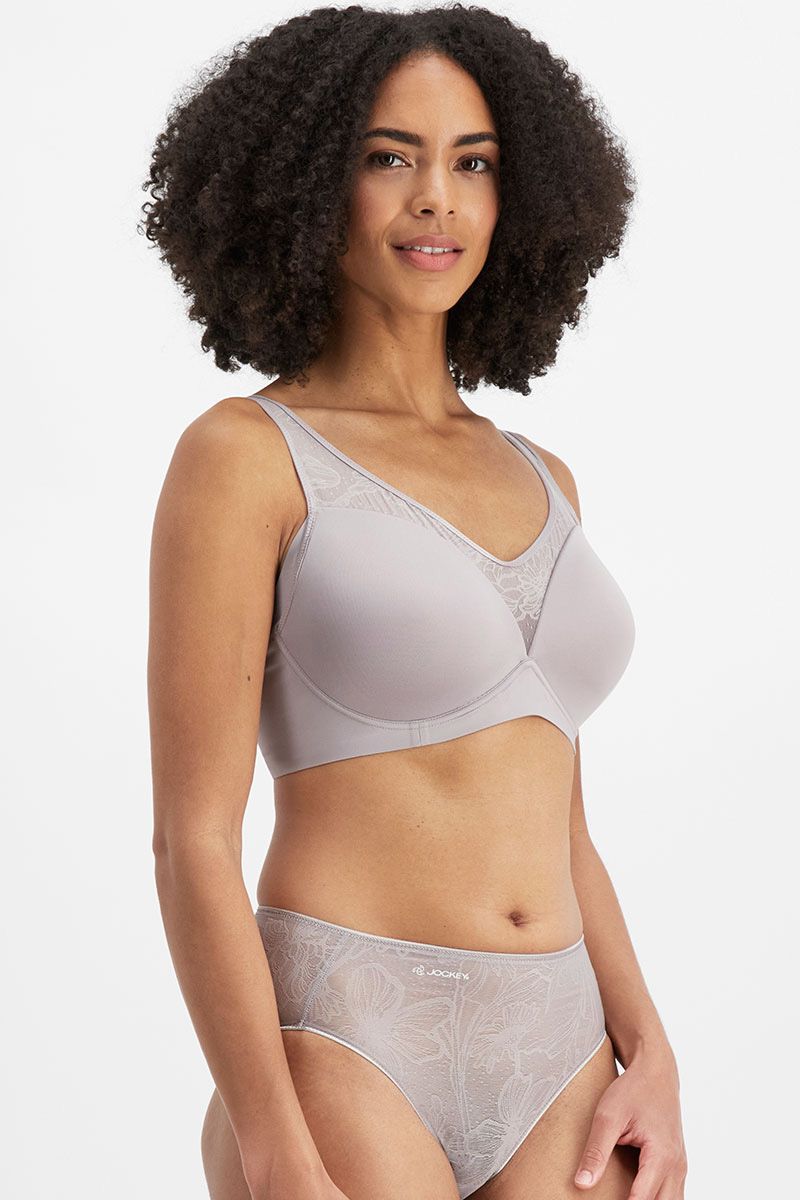 4 x Jockey Womens No Panty Line Promise Bloom Wirefree Bra Parisian Grey