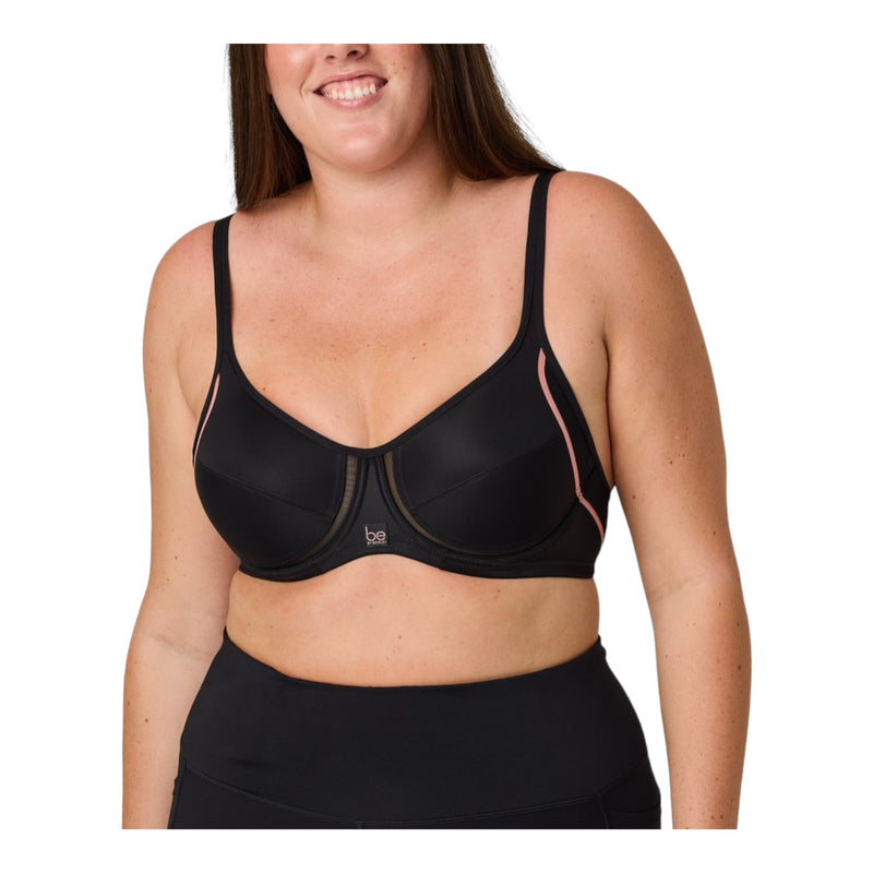 2 x Be By Berlei Womens Non-Contour High Impact Sports Bra Black