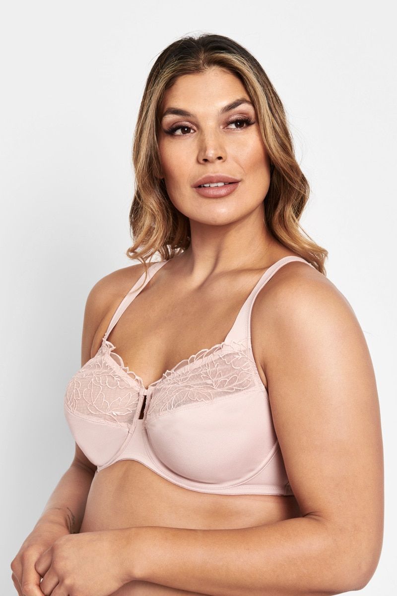 Berlei Luminous Embroidered Minimiser Bra Nude Lace Yxrl