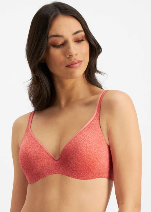 2 x Berlei Barely There T-Shirt Print Underwire Bra Dusty Red Yy4j